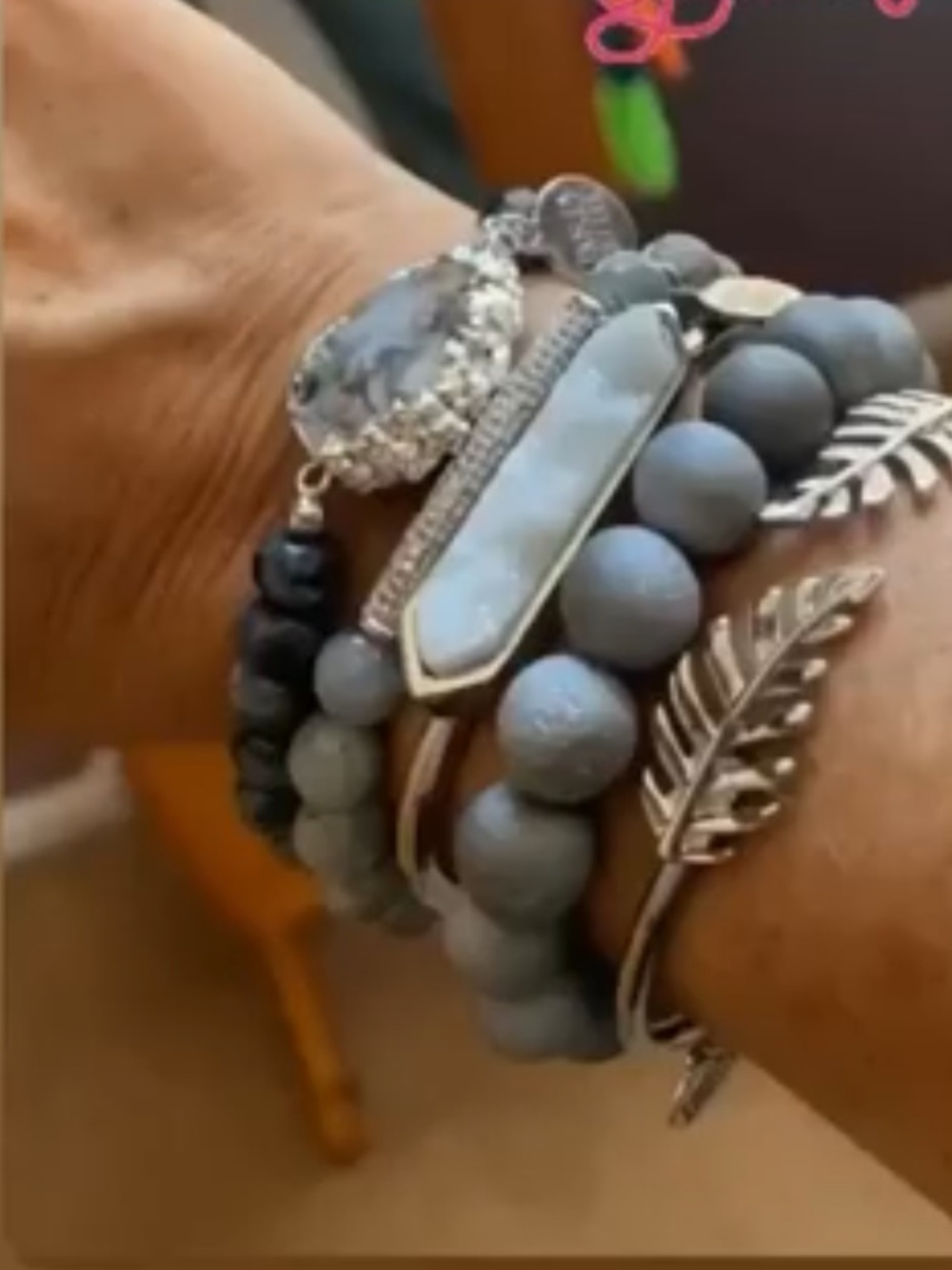 Kinsley Armelle Geode 4 bracelet stacking set in greys